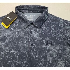 NEW Under Armour Blue Gray Abstract Playoff Polo 2.0 Shirt Men Size XL Loose $70